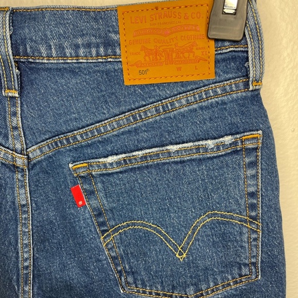 Levi’s 501 High Rise Distressed Denim Shorts W27 👖 Classic Fit - Picture 3 of 6